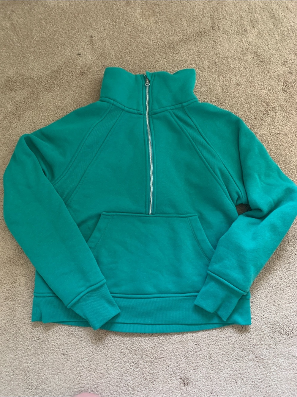 Emerald Green Crop Quarter-Zip Pullover